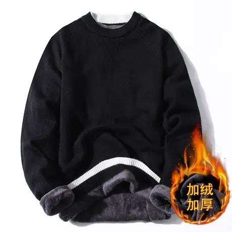 男士毛衣加绒加厚半高领打底衫秋冬季内搭保暖衣服中领针织衫线衣商品大图