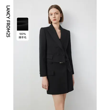 朗姿黑色设计感通勤职业西服外套2024年春季新款气质高级感西装女图片