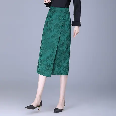 不规则复古印花包臀裙女春季2024新款半身裙气质中长显瘦一步裙子商品大图