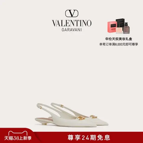 【明星同款】华伦天奴VALENTINO女士 VLOGO 小牛皮后系带微跟鞋图片