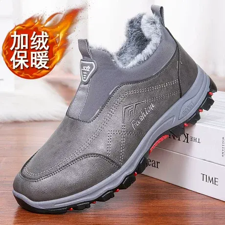 老北京布鞋棉鞋男冬季加绒保暖爷爷老年人防水防滑一脚蹬2023新款商品大图