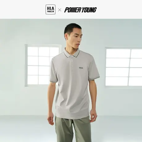 HLA/海澜之家POWER YOUNGPOLO衫23春夏新翻领字母印花透气短t男图片