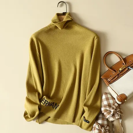 韩版2022年新款堆堆高领毛衣打底衫女士秋冬洋气爆款加厚宽松外穿商品大图