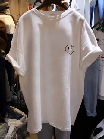 短袖t恤女夏季2023新款仿棉高级感宽松百搭复古运动风白色上衣潮图片