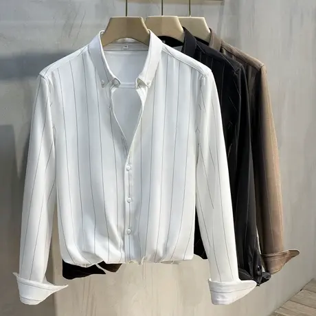 条纹衬衫男高级感男装上衣服商务休闲男士衬衣春秋2023新款潮流商品大图