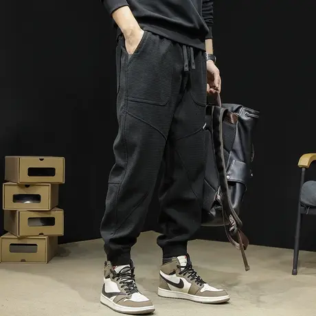 灯芯绒休闲裤男士春秋款潮牌大码2023新款运动裤子束脚秋冬男裤厚商品大图