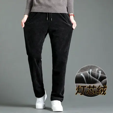 雪尼尔秋冬2023新款加厚休闲裤中老年爸爸宽松直筒大码灯芯绒裤子商品大图