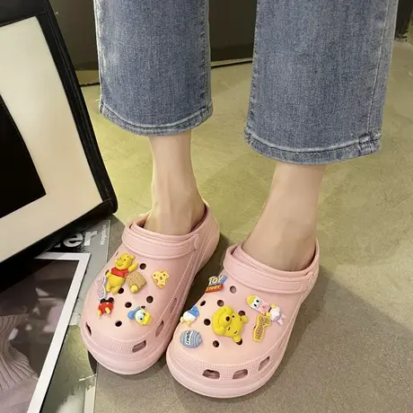 夏季可爱洞洞鞋女ins潮2023新款外穿防滑厚底沙滩鞋护士增高凉拖图片