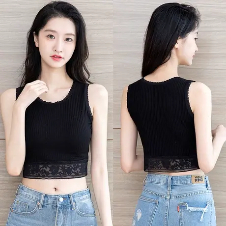 蕾丝吊带抹胸女夏外穿莫代尔打底上衣内搭短款美背防走光小背心潮商品大图