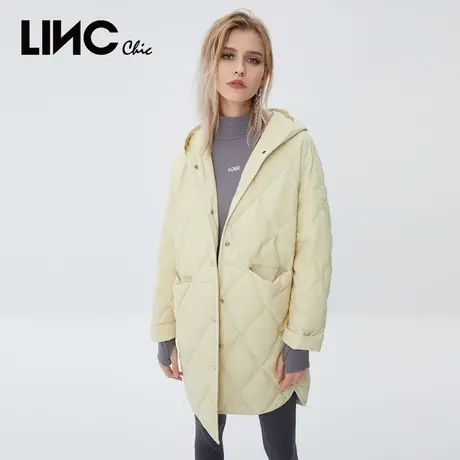 商场同款LINC金羽杰2023年冬新款反季断码清仓连帽款轻薄羽绒服女商品大图