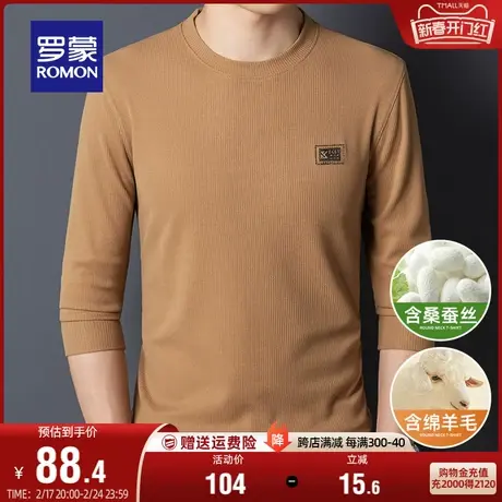 【含绵羊毛+桑蚕丝】罗蒙圆领卫衣休闲简约2024春季百搭保暖T恤商品大图