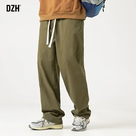 男士军绿色休闲裤男款直筒秋季裤子2023新款长裤百搭工装直筒裤潮商品大图