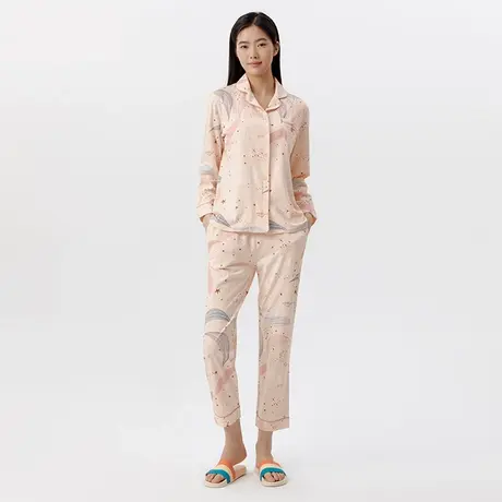 三枪睡衣女纯棉春秋长袖可外穿宽松全棉秋冬家居服套装 81852商品大图