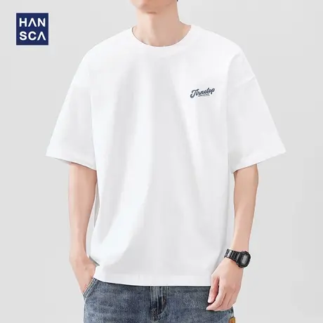 hansca 日系潮牌印花短袖T恤男2025夏季新款230g重磅纯棉休闲上衣商品大图