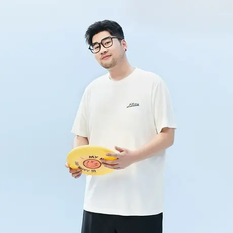 黑劲大码男装夏季圆领短袖男加肥加大显瘦宽松版透气休闲上衣t恤商品大图