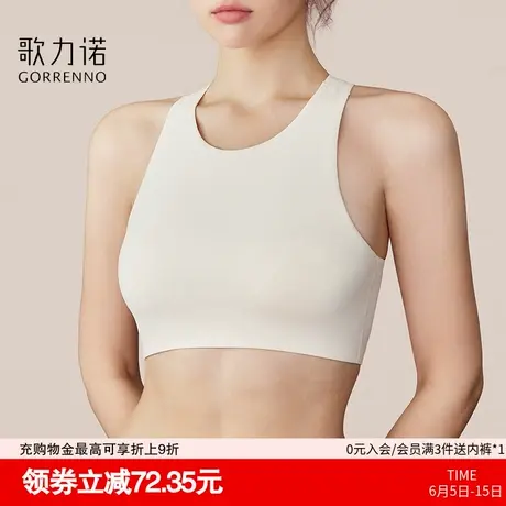 运动美背心内衣女带胸垫夏薄款无痕抹胸聚拢防走光彩色外穿文胸罩商品大图