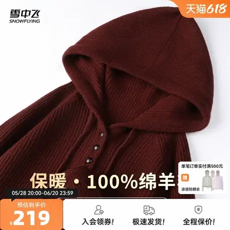 雪中飞25秋新款【100羊毛 连帽衫】女士羊毛衫中年气质百搭上衣W图片