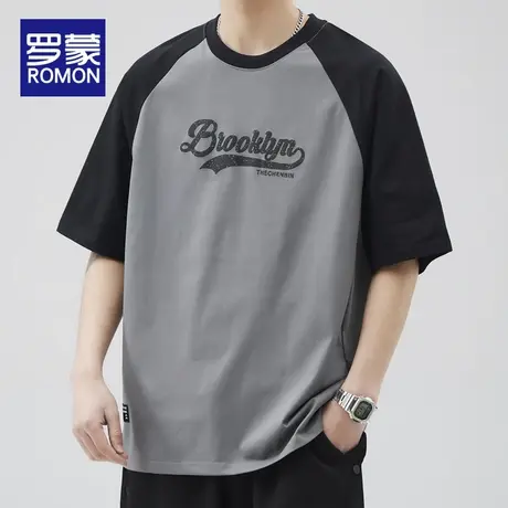 罗蒙短袖t恤男士春夏季薄款2025新款潮牌圆领半袖男生休闲上衣服图片