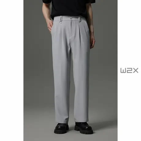 w2x2025新款夏季薄款休闲裤男垂坠感直筒宽松西装裤冰丝长裤子潮图片