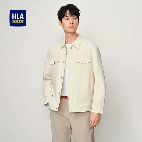 HLA/海澜之家时尚翻领夹克25春夏新款撞色织唛按扣门襟休闲外套男商品大图