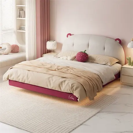 全友家居皮克斯草莓熊系列男孩1.5米单人软包小孩悬浮床115071商品大图