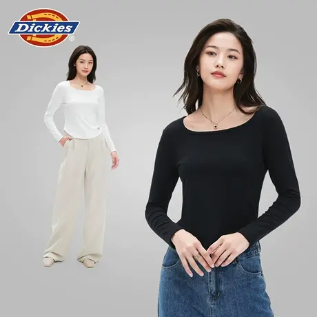 Dickies黑色打底衫女单件上衣2025秋季内搭可外穿T恤百搭长袖女士商品大图