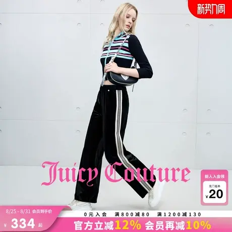 Juicy Couture橘滋休闲裤女2025年秋季新款丝绒直筒拼接运动长裤商品大图