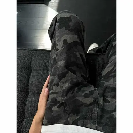 cleanfit迷彩工装牛仔裤男款秋季美式复古vibe裤子显瘦直筒微喇裤图片