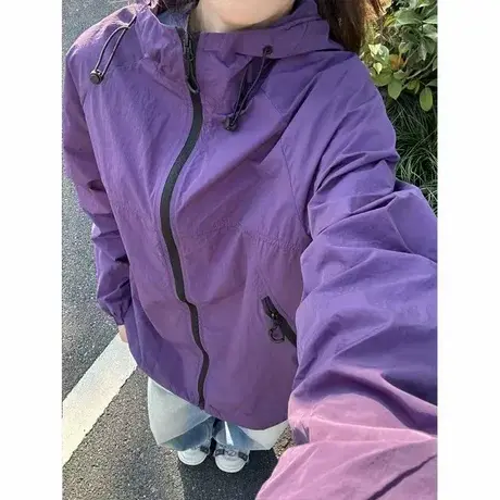 乌梅紫速干防晒夹克男夏季薄款冰丝Lu版骑行服三防软壳美式冲锋衣商品大图