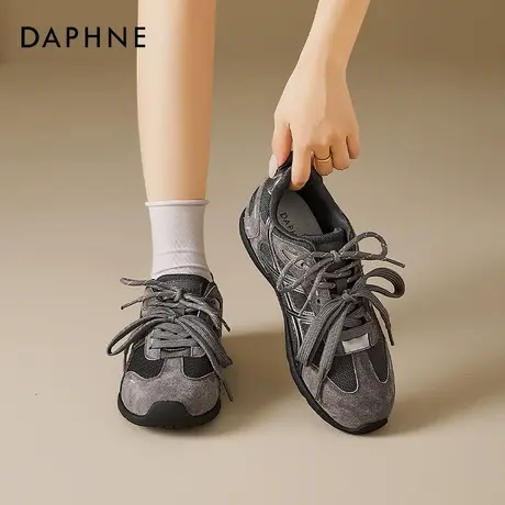 达芙妮灰色德训鞋女2025新款秋季复古芭蕾赛车鞋子增高厚底运动鞋商品大图