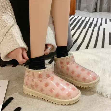 雪地靴女冬2023年新款皮毛一体加绒加厚防水防滑洋气短筒面包棉鞋图片