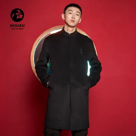 后序毛呢大衣男中长款加厚中式刺绣复古唐装羊毛外套 中国风男装图片