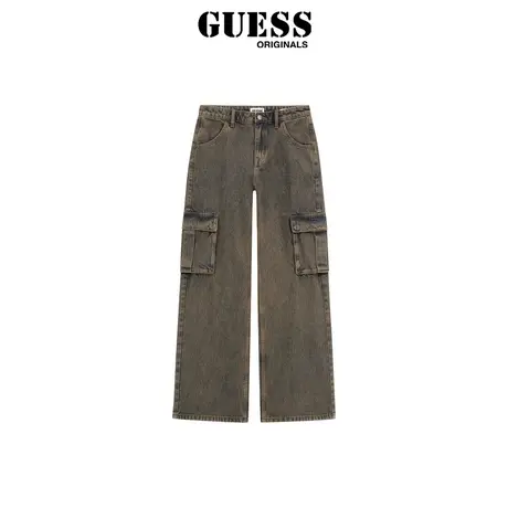 GUESSOriginals23年新秋女美拉德复古工装阔腿牛仔裤-W4RG19D4XY1图片