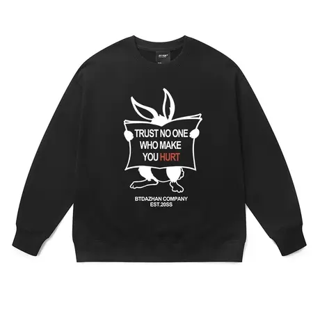 港风国潮情侣卫衣不要相信伤你心的人高街兔子2023新款长袖衣服冬图片