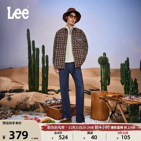 Lee五袋款磨毛中深蓝色洗水男保暖牛仔裤潮流LMB004051101-718图片