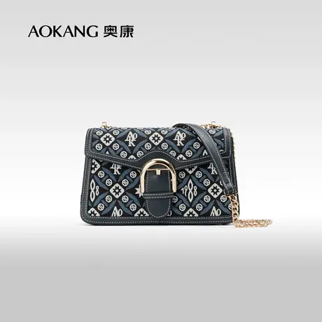 奥康女士斜挎包新款时尚复古刺绣链条小方包高档轻奢女包潮流百搭图片