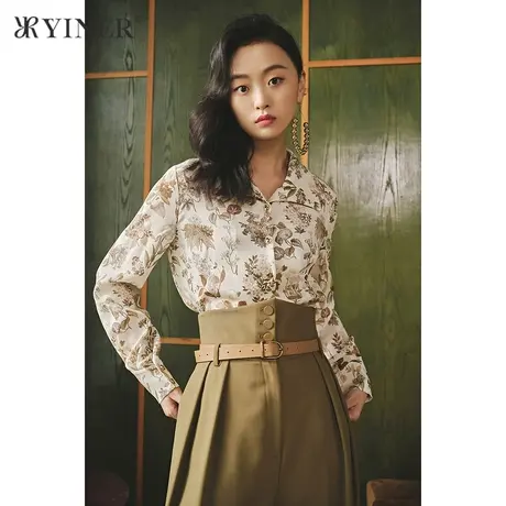 *【1996系列】YINER音儿女装冬季印花桑蚕丝衬衫商品大图