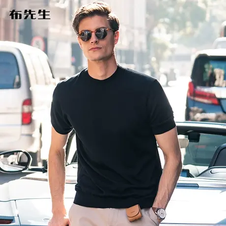 MrBu布先生时尚半高领贴身穿短袖羊毛t轻薄保暖男上衣BF11613断码图片