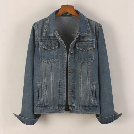 牛仔外套女春秋短款新款修身显瘦休闲长袖复古正肩牛仔服上衣怀旧商品大图