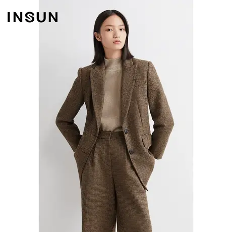 INSUN恩裳冬季复古绵羊毛毛呢外套商品大图