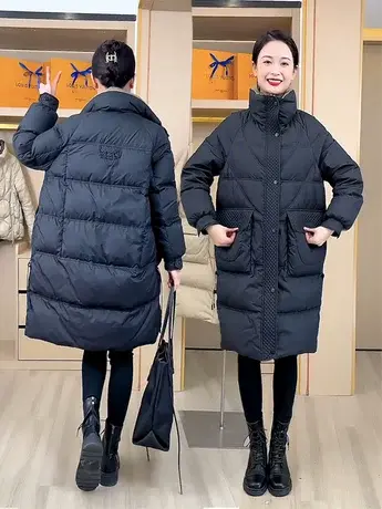 羽绒服女中长款2023年冬季新款女装韩版宽松过膝白鸭绒加厚外套潮图片