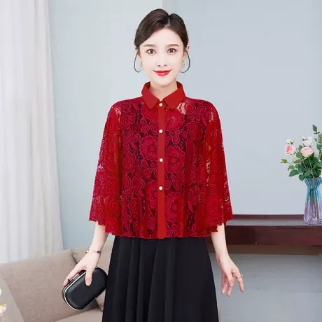 蕾丝小披肩镂空复古外搭配旗袍蕾丝披肩气质百搭小外套女夏季新款图片