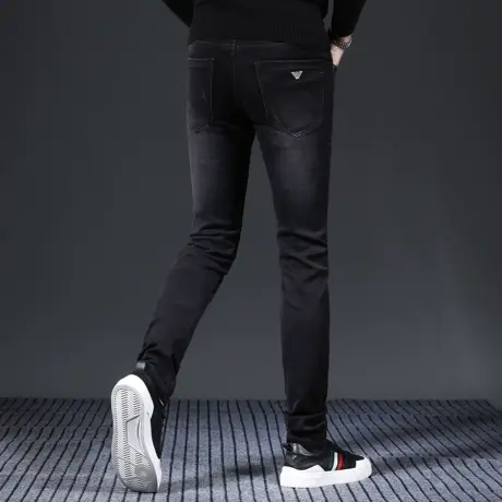 高端牛仔裤男2023新款秋季修身直筒裤秋冬款黑色时尚水洗休闲长裤商品大图