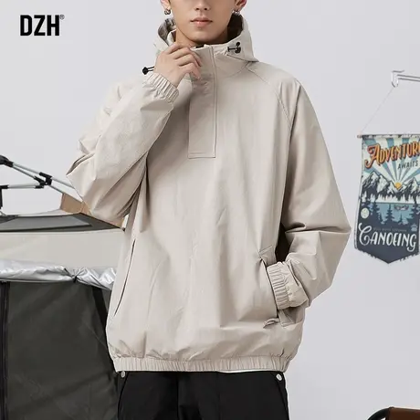 男士美式半拉链冲锋衣男2023新款立领防风潮男外套2023新款登山服图片