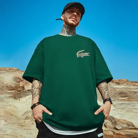 加肥加大欧美嘻哈大码短袖t恤男街头潮牌慵懒风百搭重磅纯棉半袖图片