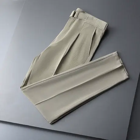 2023春夏季新款九分裤子抗皱冰丝西裤男士修身潮流休闲西装长裤薄图片