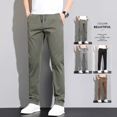 军绿色休闲裤男士夏季薄款职业正装商务通勤男裤西装男裤子工作服商品大图