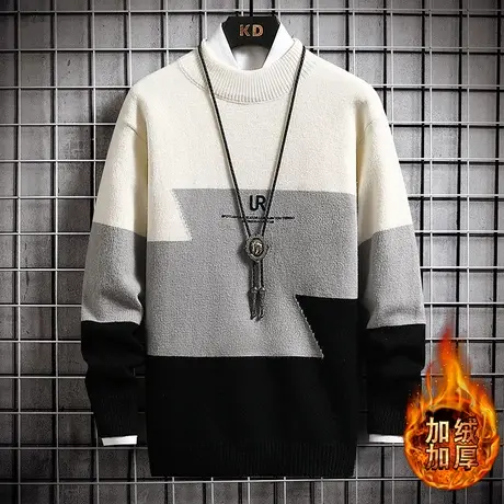 半高领毛衣男秋冬季加厚软糯学生针织衫潮流打底衫青少年线衣外套图片