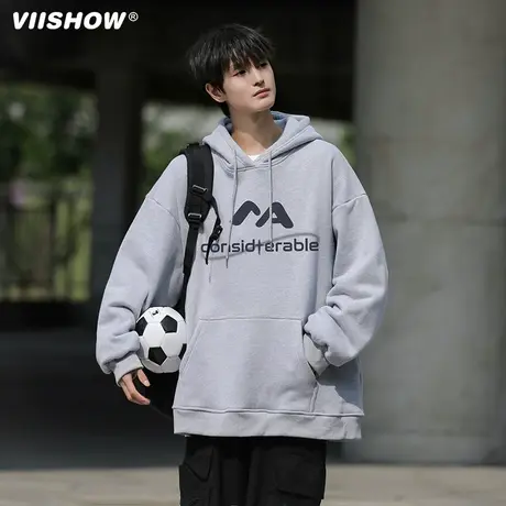 VIISHOW连帽卫衣男款秋冬款美式重磅内搭帽衫冬季外套男士衣服潮商品大图