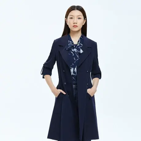朗姿夏季单排扣通勤风简约气质显瘦女式风衣外套新款风衣奥莱商品大图